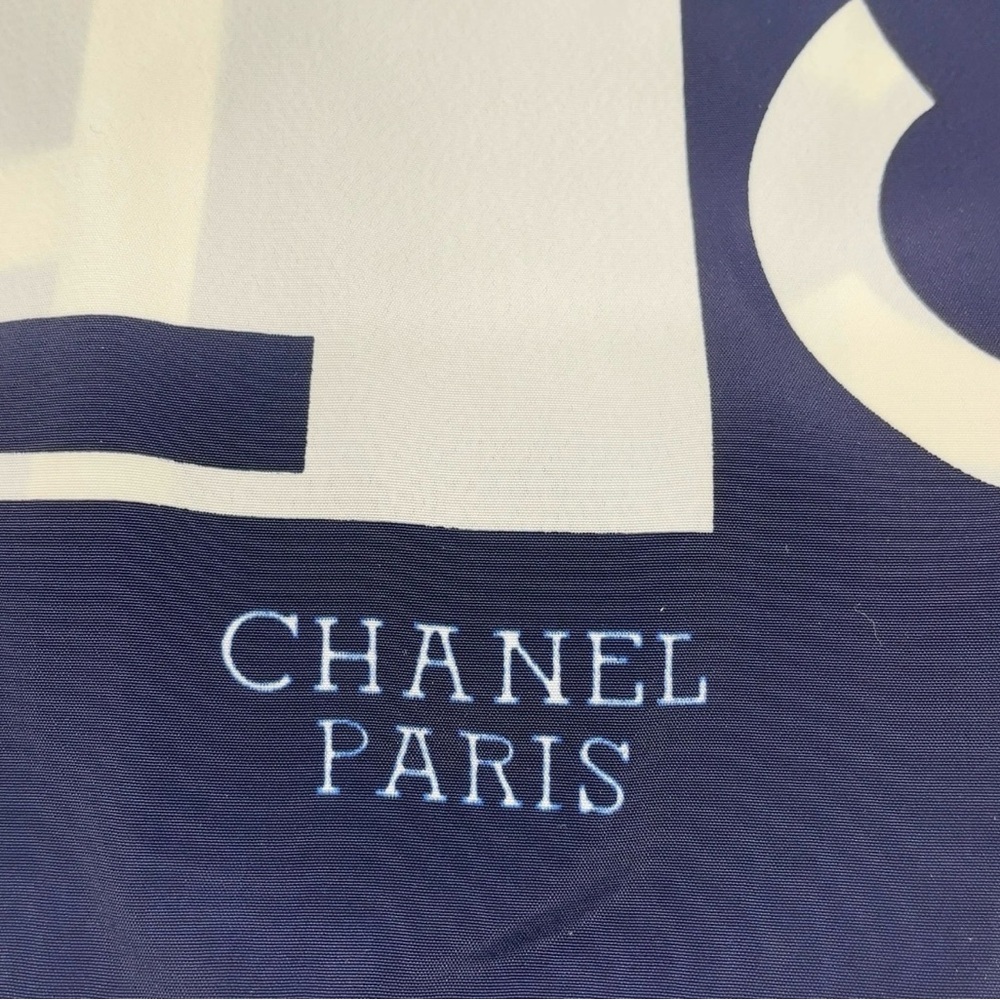 Chanel Navy White Mademoiselle Gripoix Silk Scarf - Picture 15 of 16